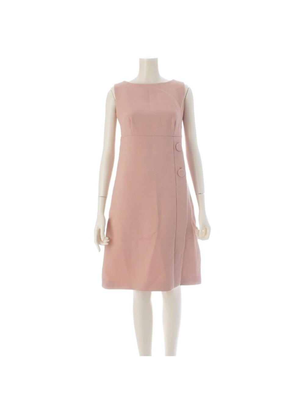Prada Virgin Wool Cupro Silk Button Sleeveless Dress Pink 38